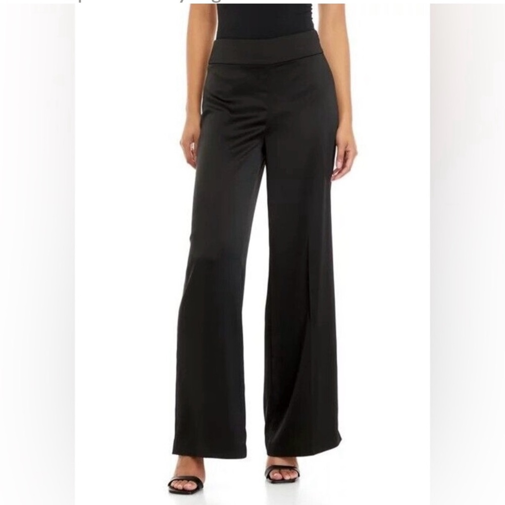 Anne Klein Wide Leg Satin Pants black